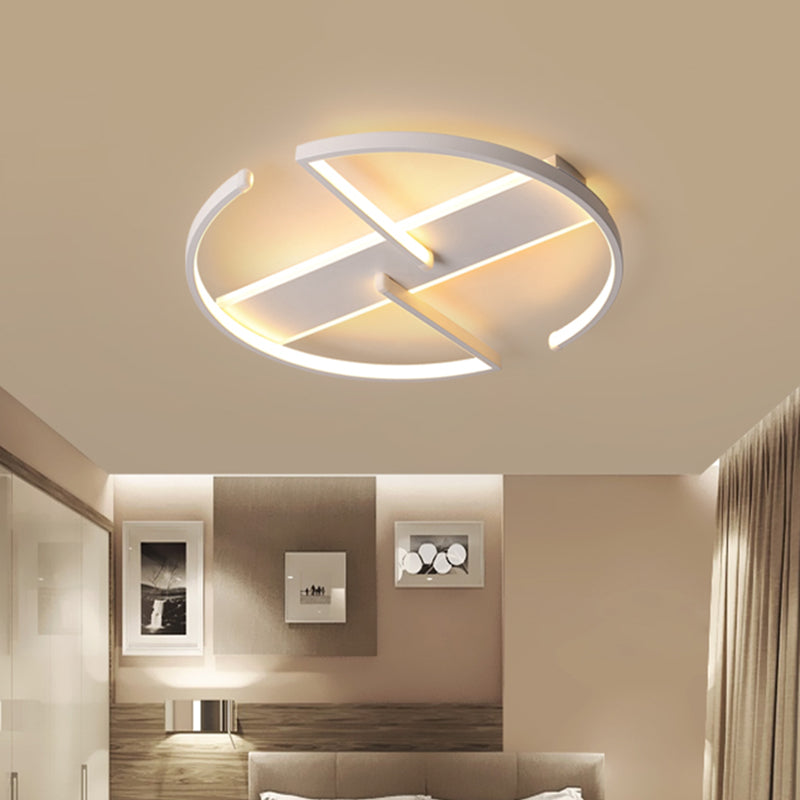 Modernist LED Flush Mount Ceiling Fixture - Acrylic Symmetric Circular Design (16"/19.5" Wide) - Bedroom Lighting