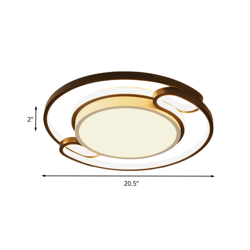 Modern Black Semi-Ring LED Flushmount for Bedroom, 16"/20.5" Wide – Ceiling Mount Lighting