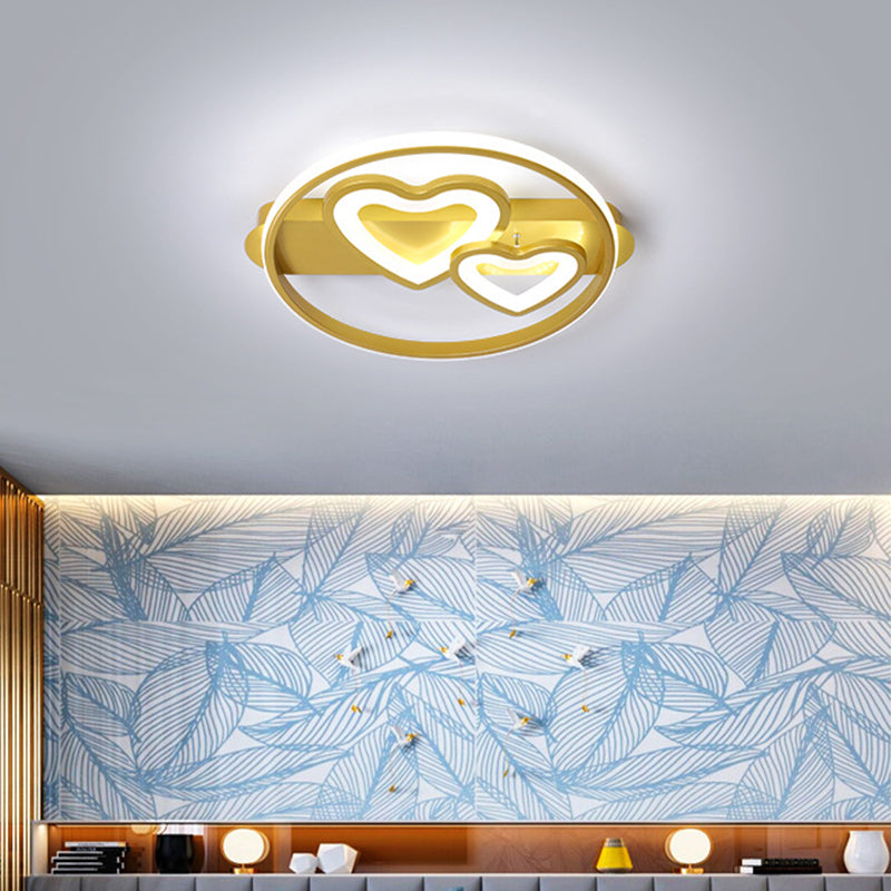 Plafonnier LED en acrylique Loving Hearts - Simplicité, 18"/21,5" de large - Or/Noir/Blanc - Design en anneau