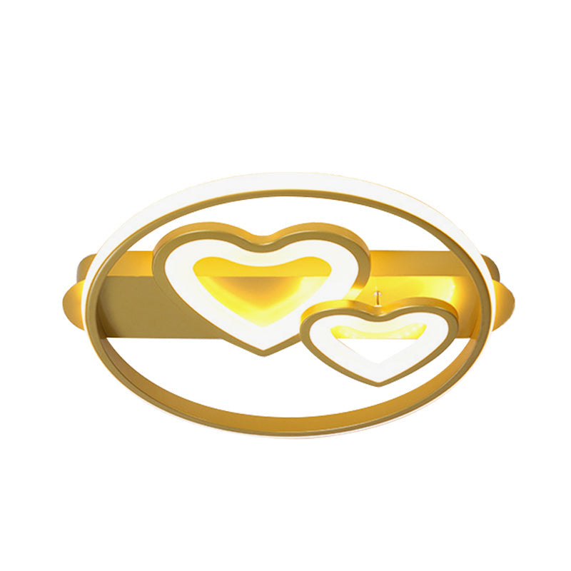 Acrylic Loving Hearts Led Flush Mount Ceiling Lamp - Simplicity 18/21.5 Wide Gold/Black/White Ring