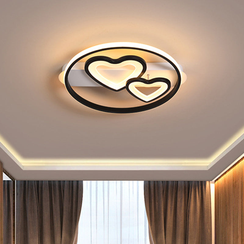 Plafonnier LED en acrylique Loving Hearts - Simplicité, 18"/21,5" de large - Or/Noir/Blanc - Design en anneau