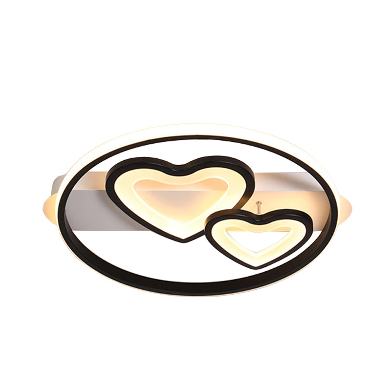 Plafonnier LED en acrylique Loving Hearts - Simplicité, 18"/21,5" de large - Or/Noir/Blanc - Design en anneau