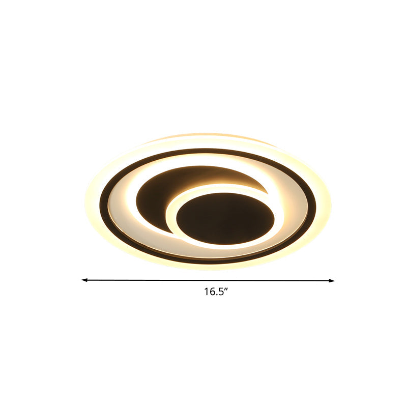 Simplicity LED Flush Mount Ceiling Light Fixture with Acrylic Shade - Black, 3 Rings - 16.5"/20.5" Wide - Perfect for Bedroom