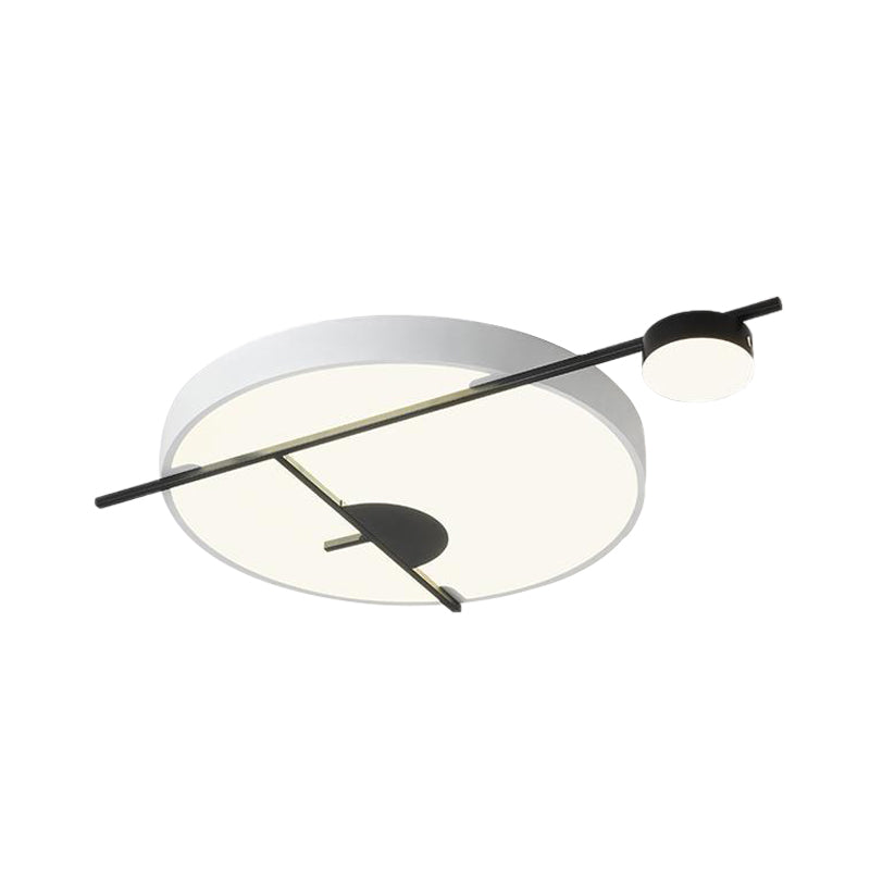 Modernist LED Flush Mount Ceiling Lamp, Black/White-Gold Drum Fixture, Acrylic Shade, Warm/White Light, 16"/19.5" Wide