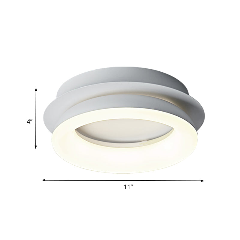 Minimalist Metal LED Ceiling Pendant Light - White Round/Square Flush Mount for Bedroom in Warm/Natural Light