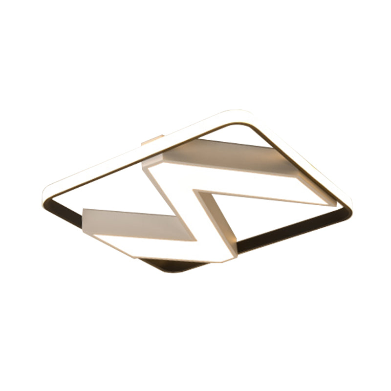 Modernist Black and White 18''/21.5'' Flush Mount with Metallic Wavy Design and White/Warm LED Lighting