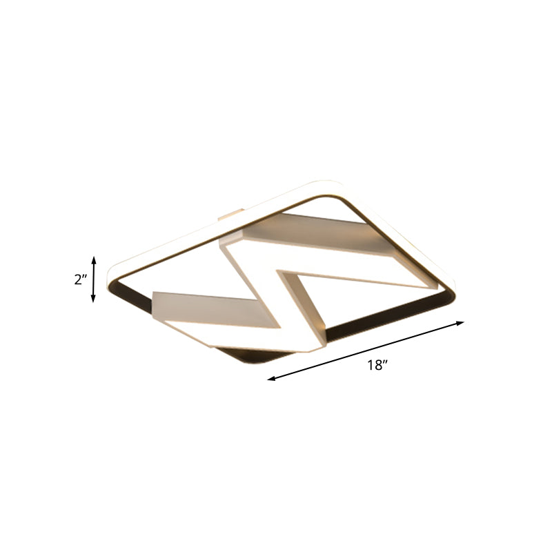 Modernist Black and White 18''/21.5'' Flush Mount with Metallic Wavy Design and White/Warm LED Lighting