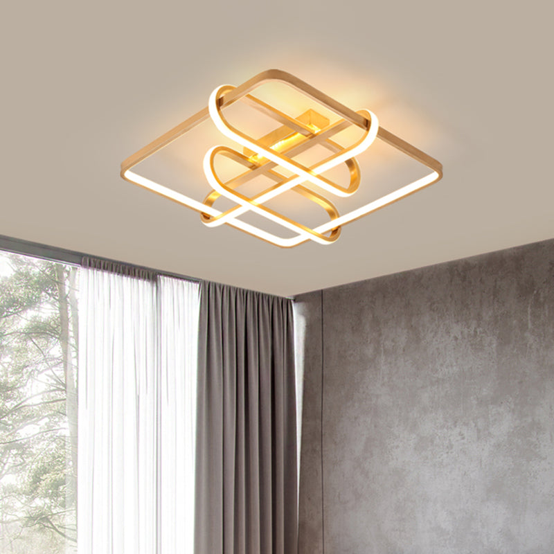Contemporary Gold LED Acrylic Flush Mount Ceiling Light - 16.5"/20.5" Wide