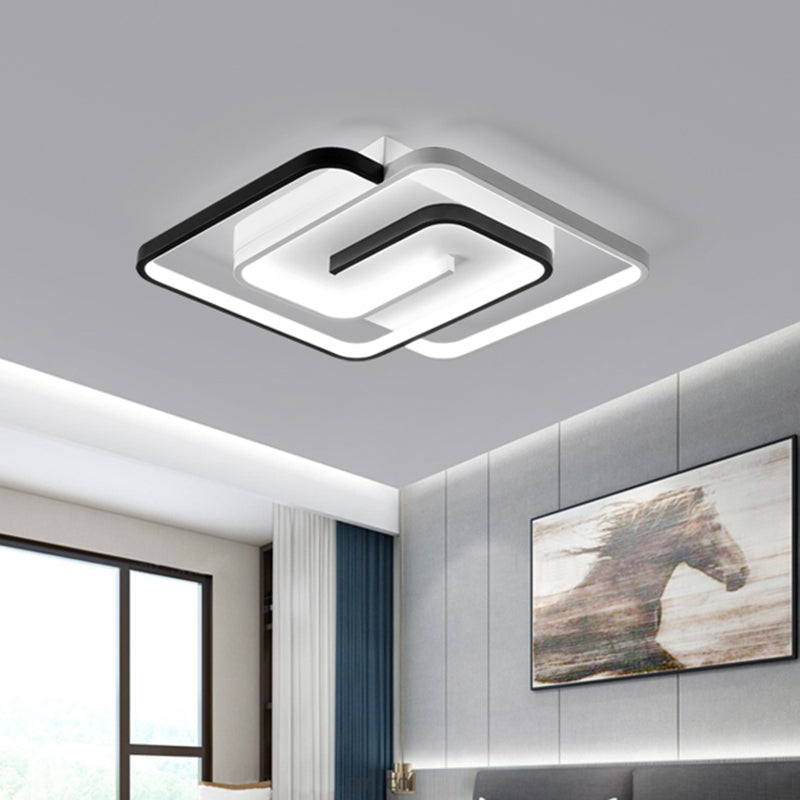 Modernist Black and White LED Flush Mount Ceiling Light for Bedroom, 18"/21.5" Wide