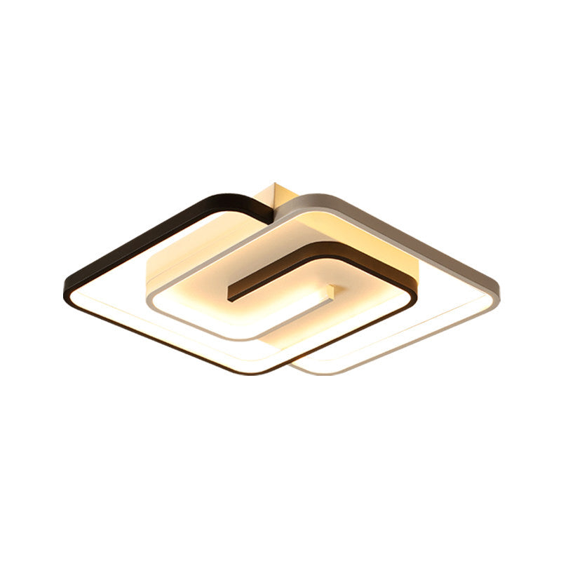 Modernist Black and White LED Flush Mount Ceiling Light for Bedroom, 18"/21.5" Wide