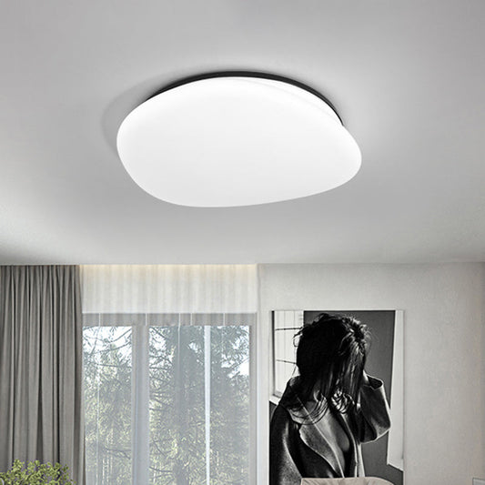 Modern Stone-Shaped LED Ceiling Mount in Black and White for Bedrooms