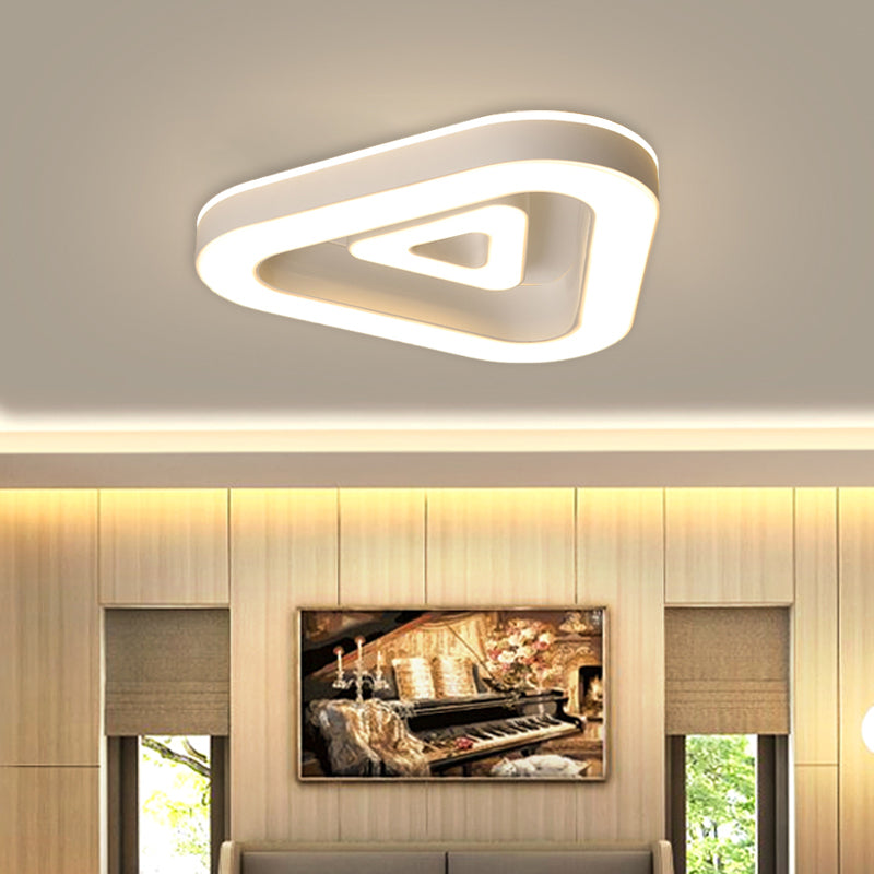 Contemporary Triangular Flush Mount LED Ceiling Light - 18"/21.5" Wide - Black/White - Ideal for Bedrooms