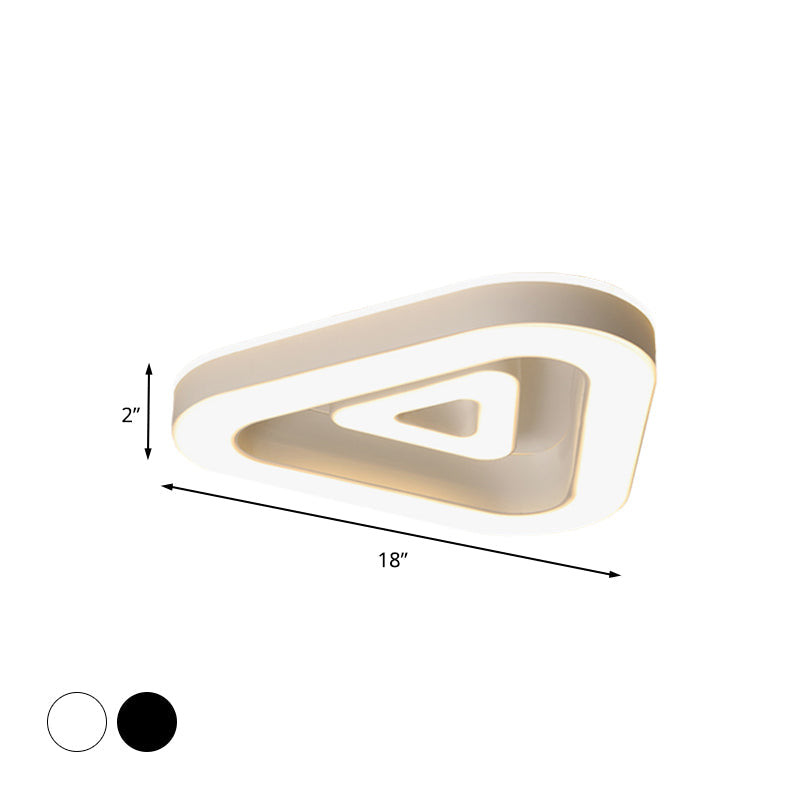 Contemporary Triangular Flush Mount LED Ceiling Light - 18"/21.5" Wide - Black/White - Ideal for Bedrooms