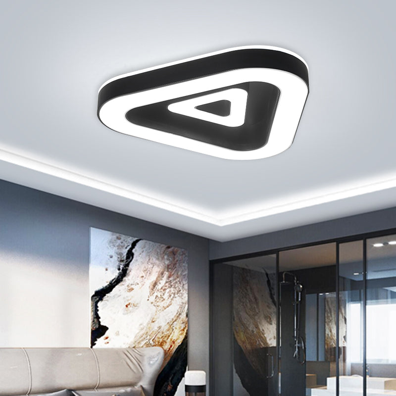 Contemporary Triangular Flush Mount LED Ceiling Light - 18"/21.5" Wide - Black/White - Ideal for Bedrooms