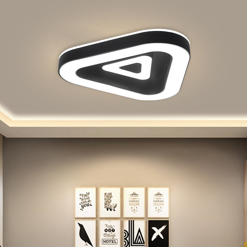 Contemporary Triangular Flush Mount LED Ceiling Light - 18"/21.5" Wide - Black/White - Ideal for Bedrooms