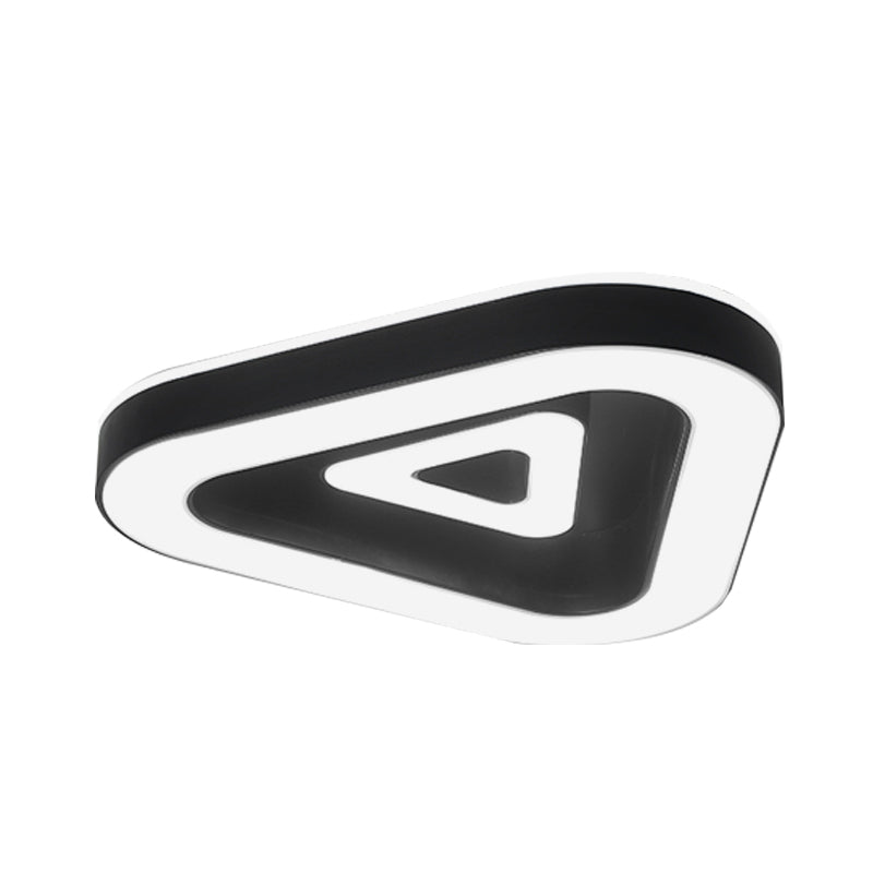 Contemporary Triangular Flush Mount LED Ceiling Light - 18"/21.5" Wide - Black/White - Ideal for Bedrooms