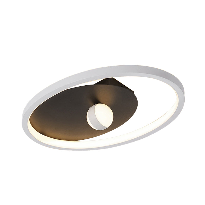 Contemporary Oval Flush Mount Ceiling Lamp with LED Acrylic Pendant Light and Ball Design in Black/White