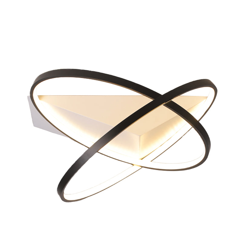 Modernist Dual Rings LED Flush Mount Ceiling Lamp in Black, 16.5"/20.5" W