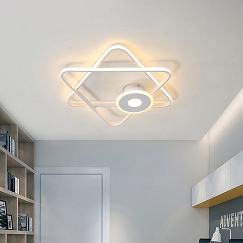 Minimalist Black/White Dual Triangular Frame LED Flush Light Fixture in Warm/White Light