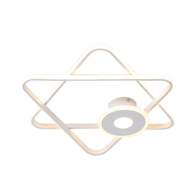 Minimalist Black/White Dual Triangular Frame LED Flush Light Fixture in Warm/White Light
