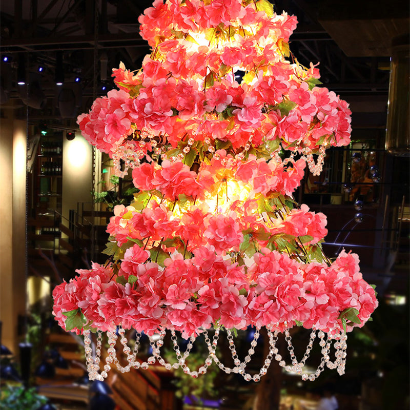 Alicia - Pink Dual Cone Cage Chandelier with Crystal Accent
