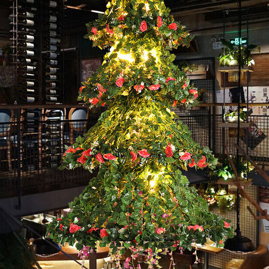 Lustre de restaurant : plafonnier en forme d'arbre avec 18 ampoules de plantes vertes