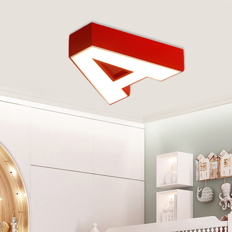 Kid's Alphabet LED Flush Mount Light Fixture for Kindergarten - Green/Red/Blue Colors