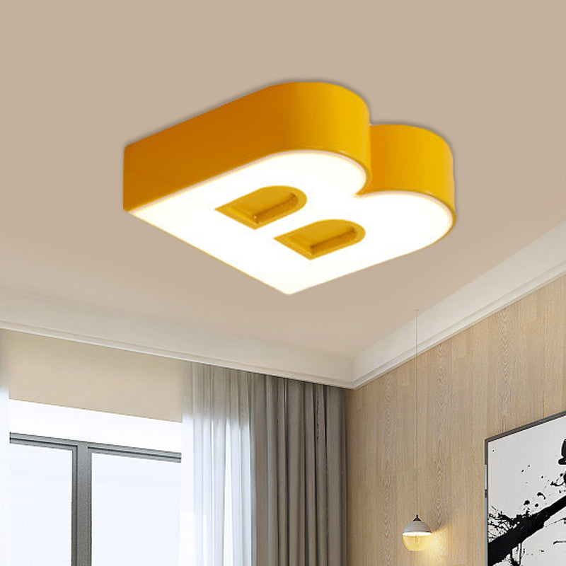 Kid's Alphabet LED Flush Mount Light Fixture for Kindergarten - Green/Red/Blue Colors