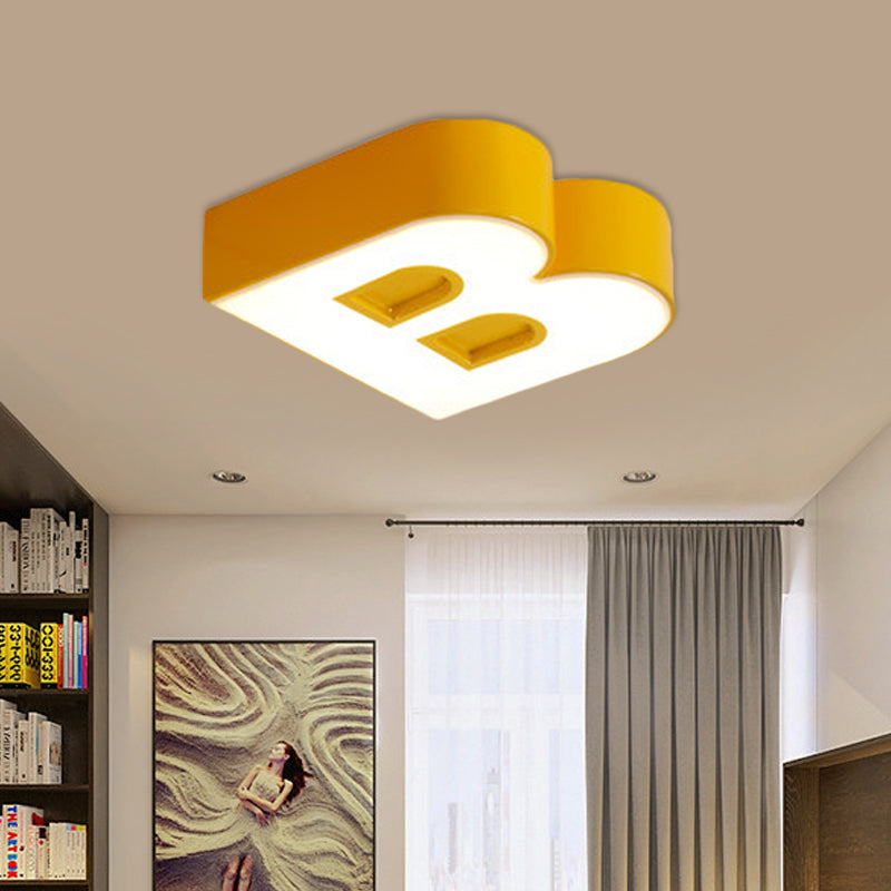 Kid's Alphabet LED Flush Mount Light Fixture for Kindergarten - Green/Red/Blue Colors