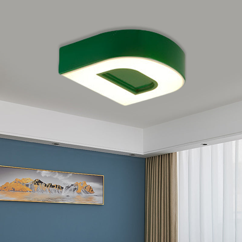Kid's Alphabet LED Flush Mount Light Fixture for Kindergarten - Green/Red/Blue Colors