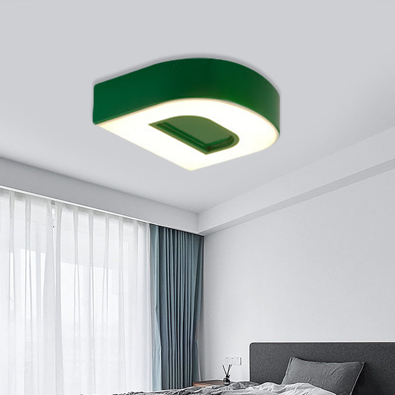 Kid's Alphabet LED Flush Mount Light Fixture for Kindergarten - Green/Red/Blue Colors