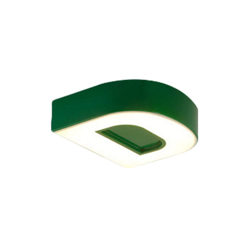 Kid's Alphabet LED Flush Mount Light Fixture for Kindergarten - Green/Red/Blue Colors