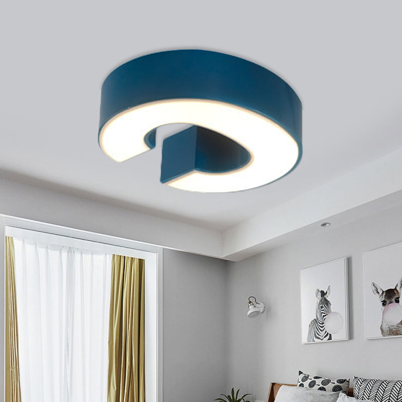Kid's Alphabet LED Flush Mount Light Fixture for Kindergarten - Green/Red/Blue Colors