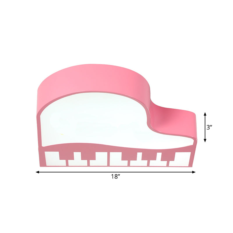 Modernist Piano Flush Pendant Light - Acrylic LED Ceiling Lamp in Pink for Kindergarten