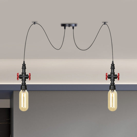 Vintage Amber Glass Pendant Light - 2/3/6-Light LED Suspension Lamp for Coffee Shops in Black