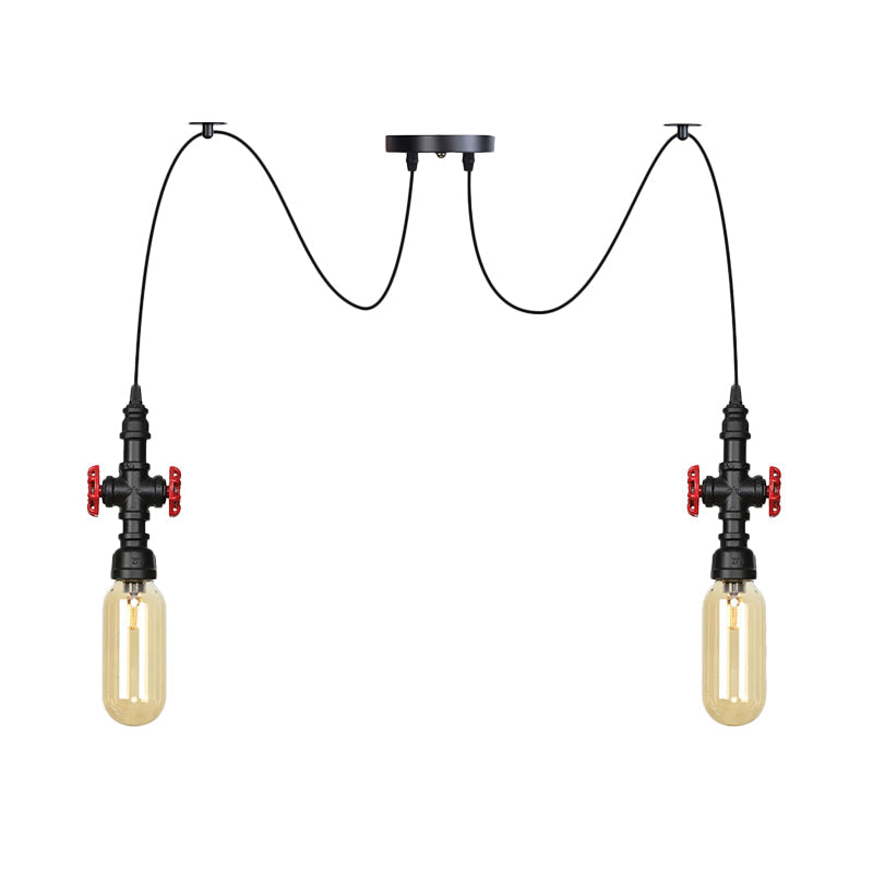 Vintage Amber Glass Pendant Light - 2/3/6-Light LED Suspension Lamp for Coffee Shops in Black