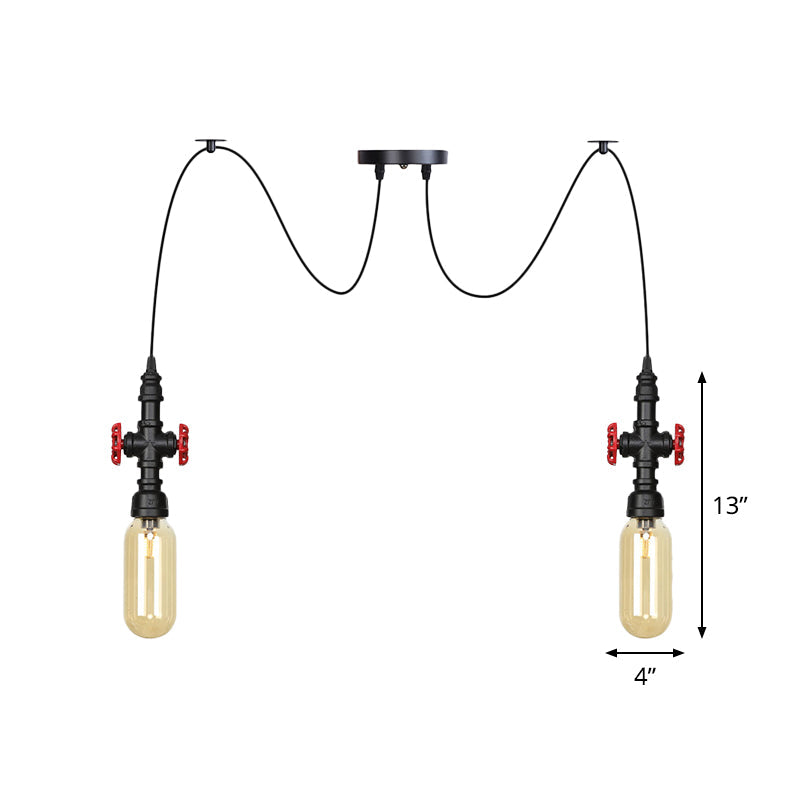 Vintage Amber Glass Pendant Light - 2/3/6-Light LED Suspension Lamp for Coffee Shops in Black