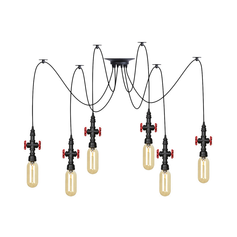 Vintage Amber Glass Pendant Light - 2/3/6-Light LED Suspension Lamp for Coffee Shops in Black