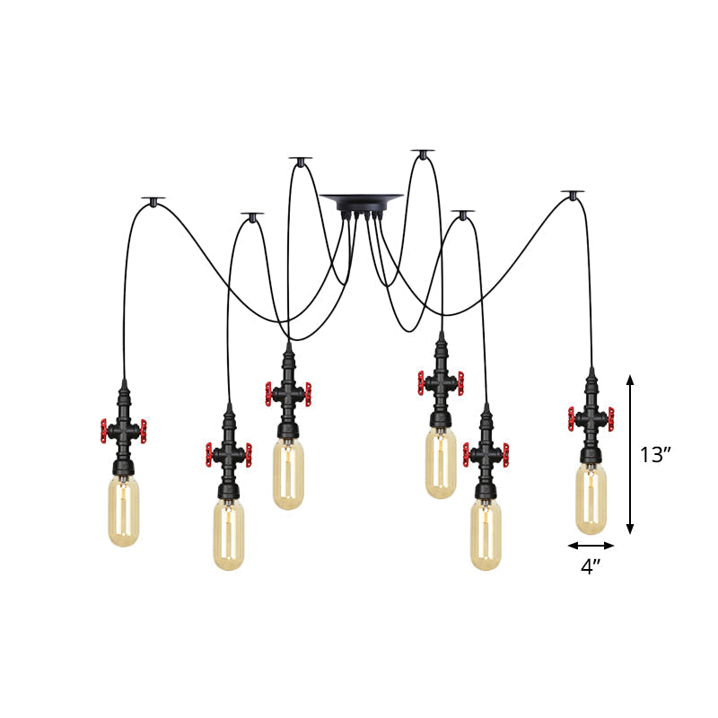 Vintage Amber Glass Pendant Light - 2/3/6-Light LED Suspension Lamp for Coffee Shops in Black