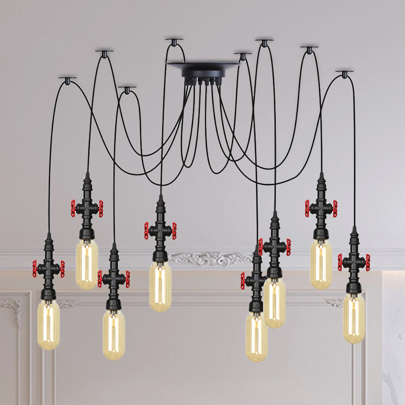 Vintage Amber Glass Pendant Light - 2/3/6-Light LED Suspension Lamp for Coffee Shops in Black