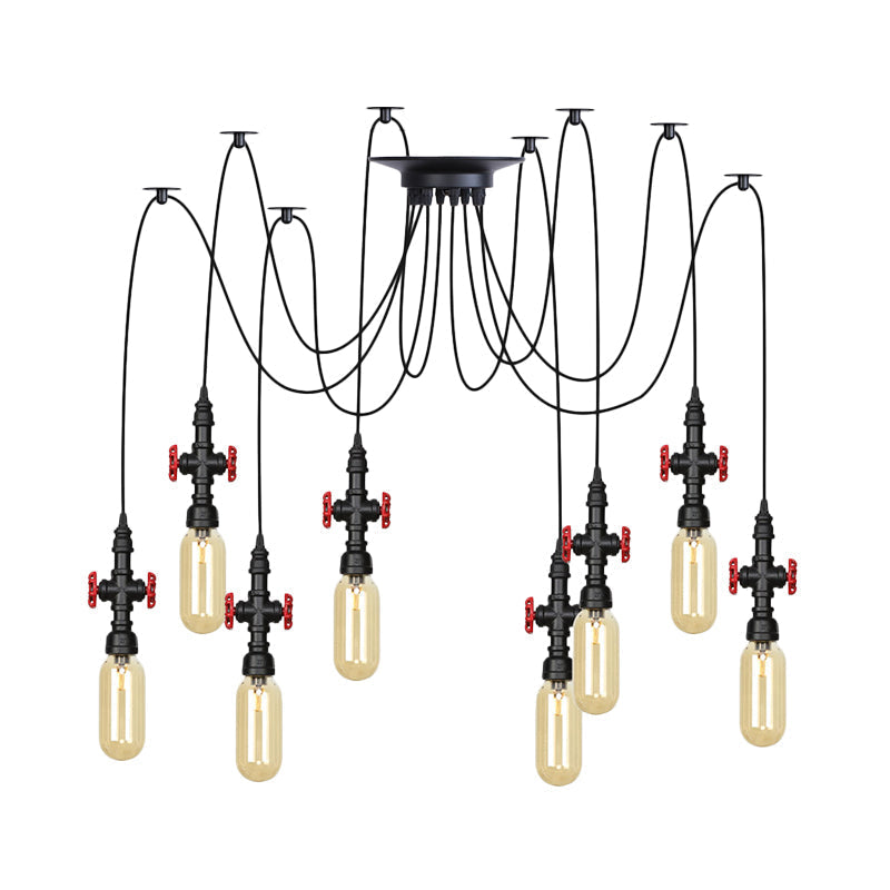 Vintage Amber Glass Pendant Light - 2/3/6-Light LED Suspension Lamp for Coffee Shops in Black