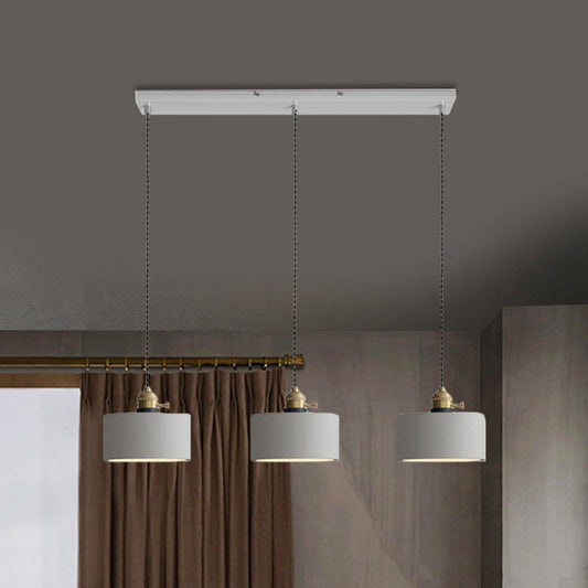 Kit de lampe suspendue vintage à 3 lumières avec plusieurs abat-jours en ciment gris - Éclairage de restaurant