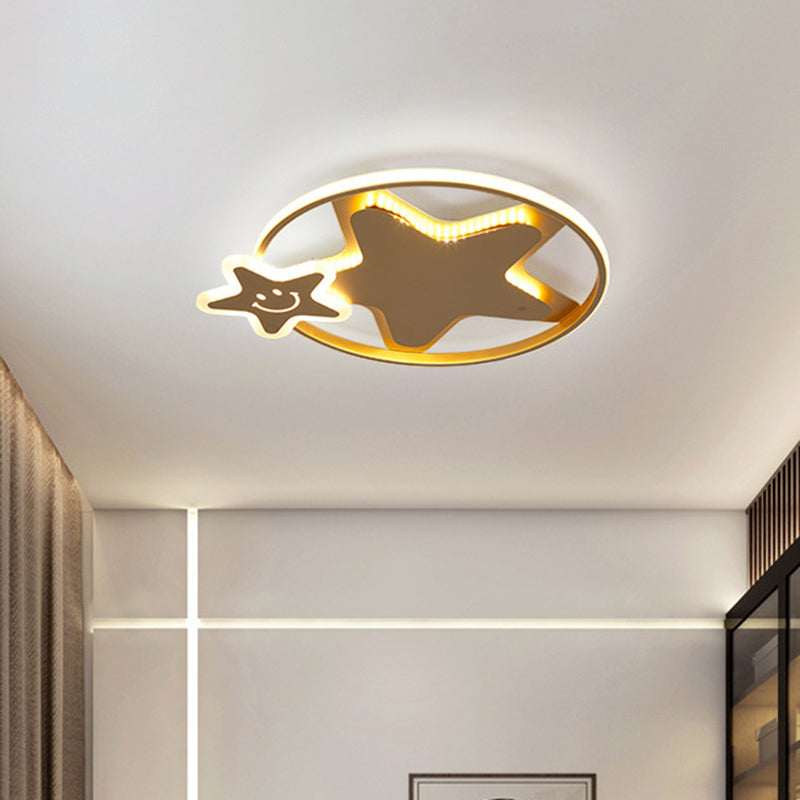 Golden Nordic Mountain/Starfish Acrylic Led Flush Light For Bedroom