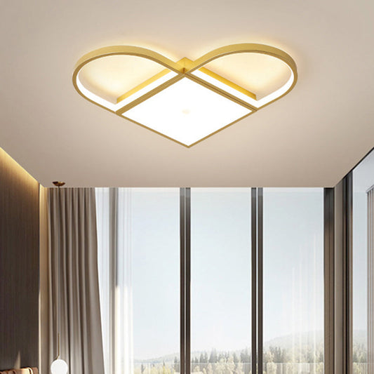 Loving Heart LED Acrylic Ceiling Light Fixture in Gold for Living Room