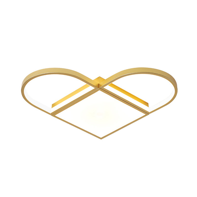 Loving Heart LED Acrylic Ceiling Light Fixture in Gold for Living Room