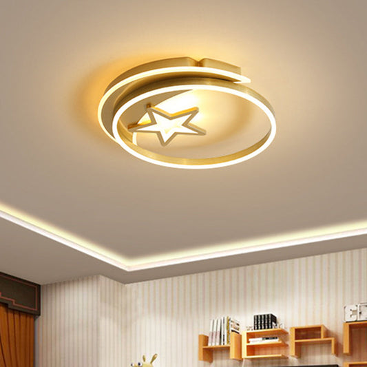 Plafonnier LED de style nordique en or/café - Idéal pour les chambres