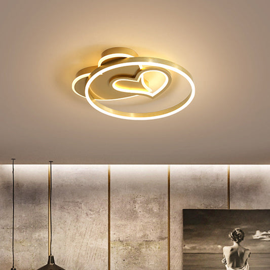 Plafonnier en acrylique en forme de cœur avec LED, éclairage encastré doré