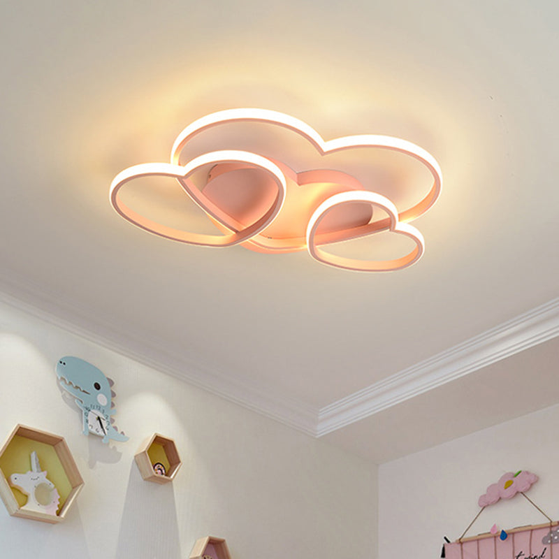 Minimalist Heart Design LED Flush Mount Ceiling Light Fixture - Acrylic, White/Pink/Gold Finish