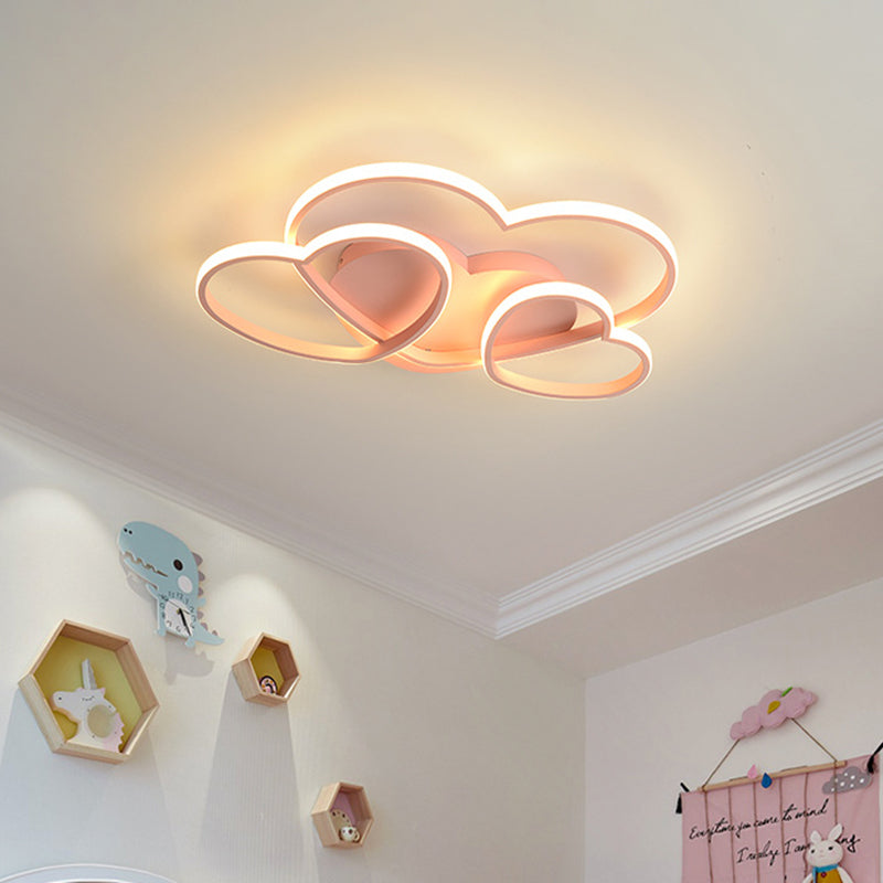 Minimalist Heart Design LED Flush Mount Ceiling Light Fixture - Acrylic, White/Pink/Gold Finish
