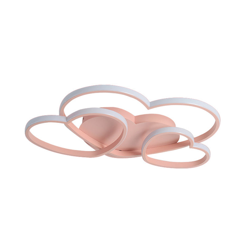 Minimalist Heart Design LED Flush Mount Ceiling Light Fixture - Acrylic, White/Pink/Gold Finish